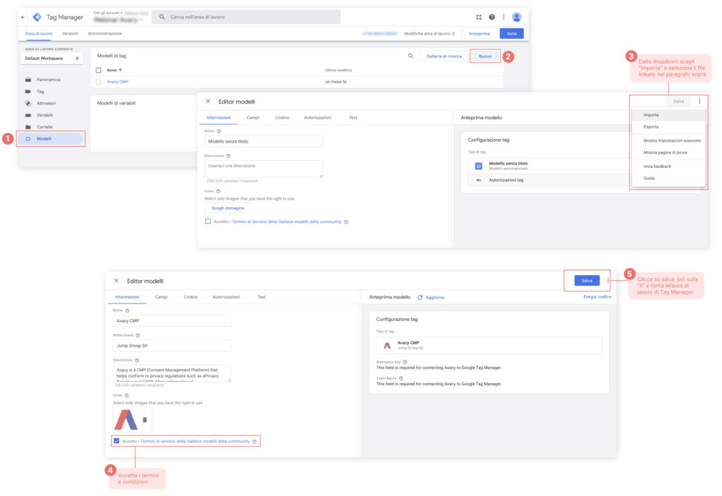 Creare modello gtm per Avacy cmp