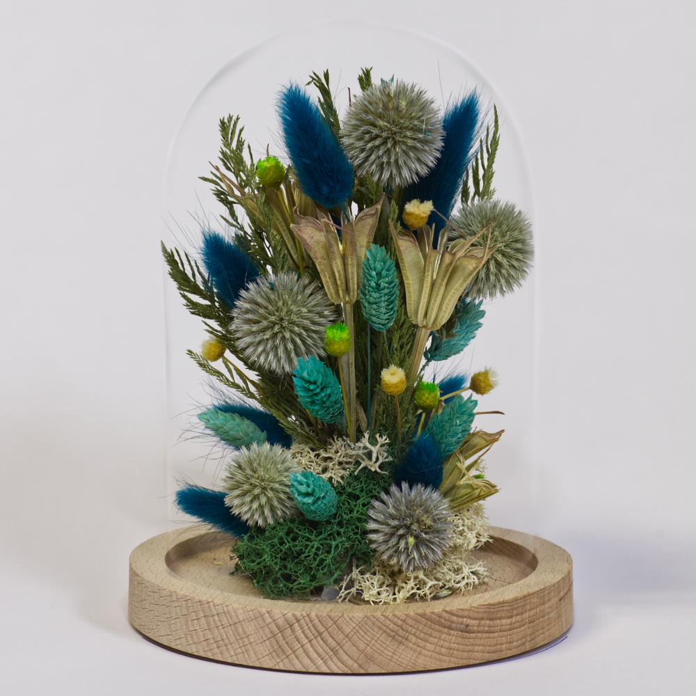 Campana di fiori essiccati Acqua marina 2