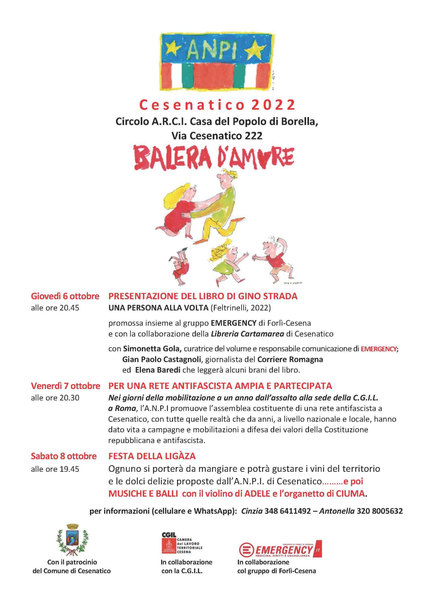 Dal 6 all'8 Ottobre torna Balera d'Amore, tre giorni di iniziative a Cesenatico, per parlare di Costituzione e Antifascismo.