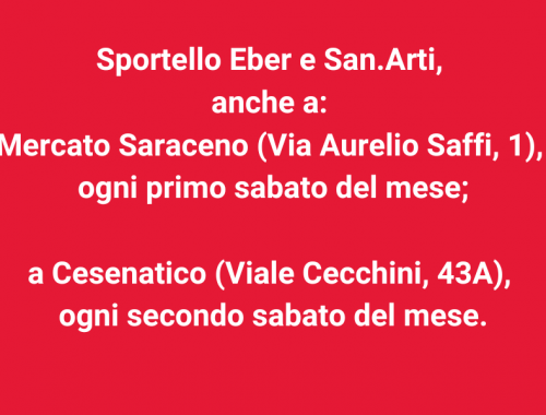 Sportello SAN.ARTI., da Marzo ci trovate anche a Cesenatico e Mercato Saraceno.