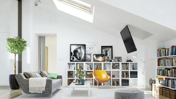 Motorized ceiling tv mount